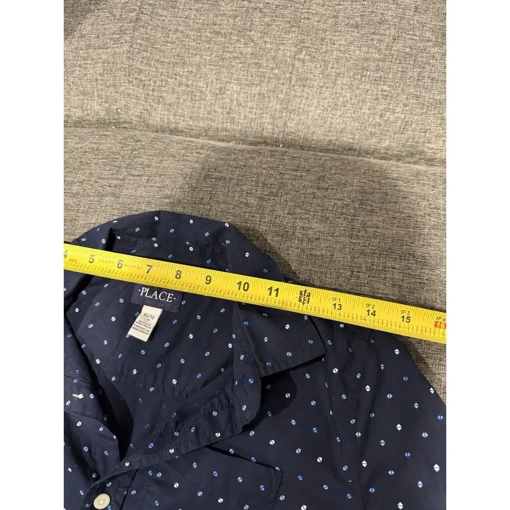 Two Children's Place Button Up Dress Shirts Tops Size 10/12 Preppy 100% Cotton